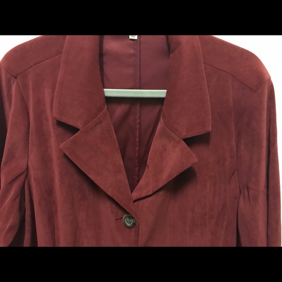 Plus Size/Tall TravelSmith Suede Velvet Red Coat - Picture 4 of 9
